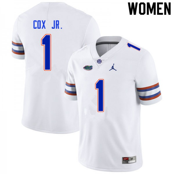 Women #1 Brenton Cox Jr. Florida Gators College Football Jerseys White